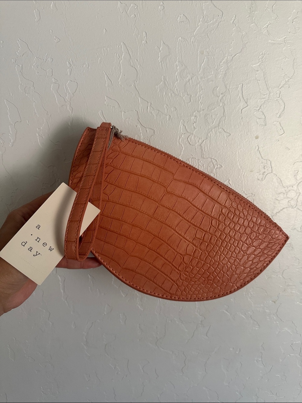a new day Croc-Embossed Crescent Wristlet — Terracotta